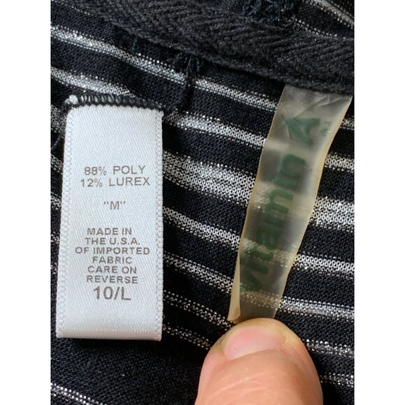 Hooded Black & Silver Swim Cover-Up Drawstring Waist Metallic Size M RAA10424 - Picture 3 of 10